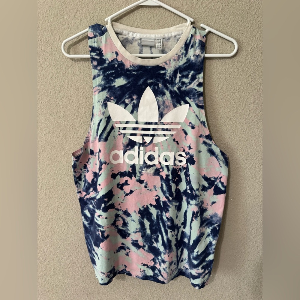 Adidas Womens Tie-Dye Tank Top - Navy, Pink & Light Blue